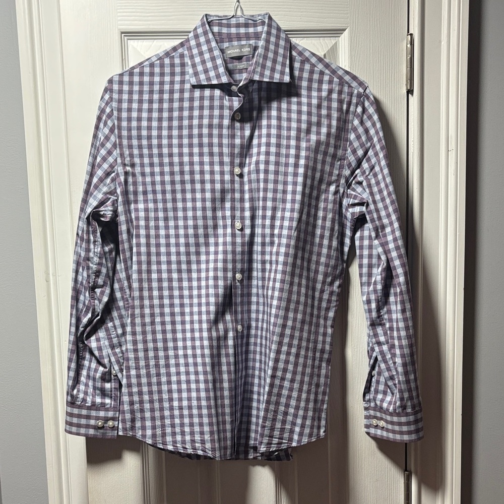 Michael Kors Lavender & light blue Checked Dress Shirt
